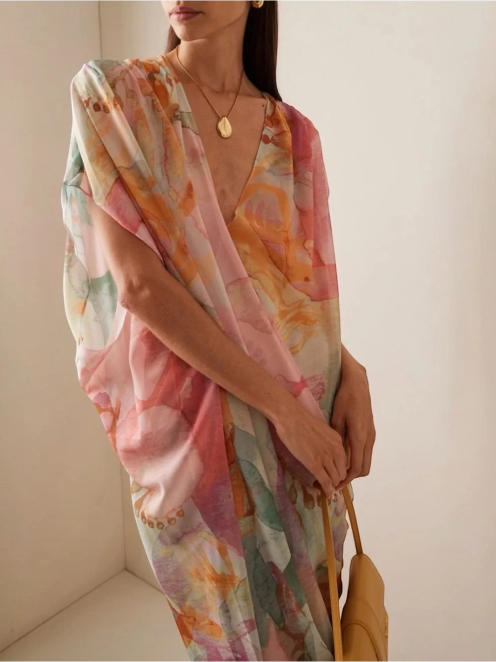NWT Andrea Iyamah Adi Kaftan Dress or Cover Up Size S / M - Picture 1 of 12